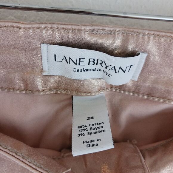 Lane Bryant Mid Rise Super stretch skinny Metallic Rose Gold jeans 28 - Picture 6 of 8